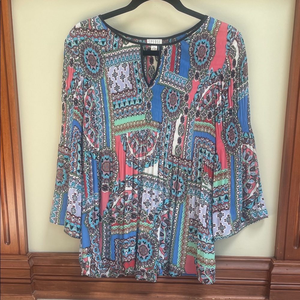Spense Colorful Patterned Women's Blouse